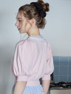 Lace collar puff sleeve cardigan ピンク size:M model:171cm ANIUTA