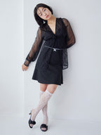 Rose sheer blouse ブラック size:M model:161cm 富樫かなえ