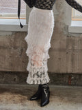 Shiny lace tiered skirt ピンク size:M model:173cm DASHA.G