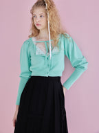 Lace lined cardigan グリーン size:M model:173cm Olesia