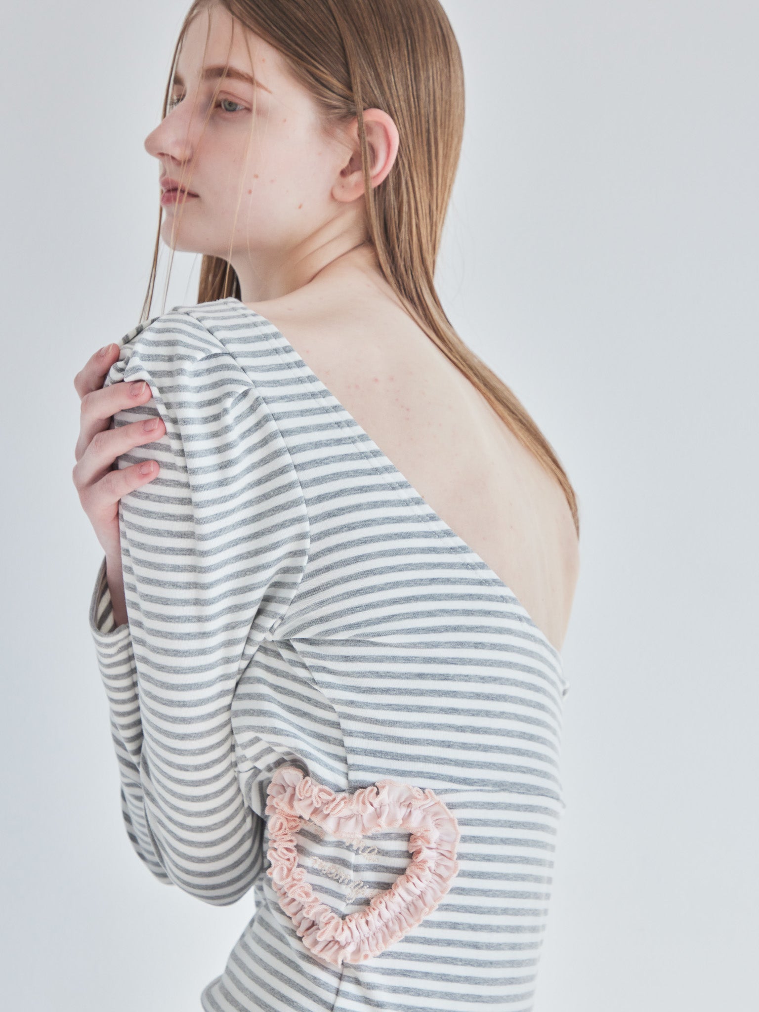 I miss you heart cut dress グレー
