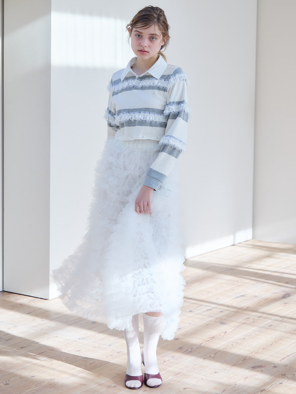 Tulle tiered volume skirt ホワイト size:M model:174cm KATERYNA
