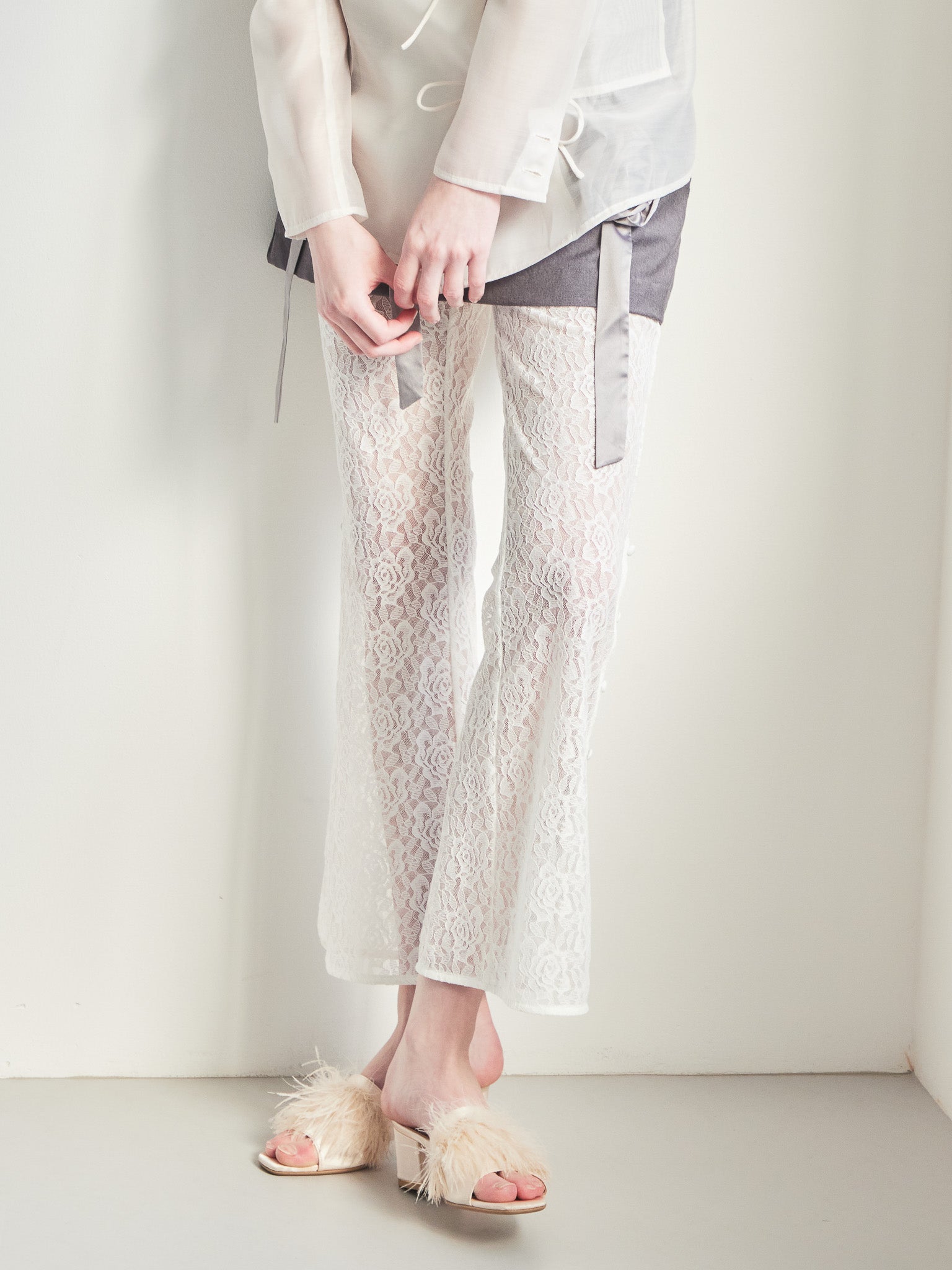 Heart trimming lace pants ホワイト size:M model:174cm LERA
