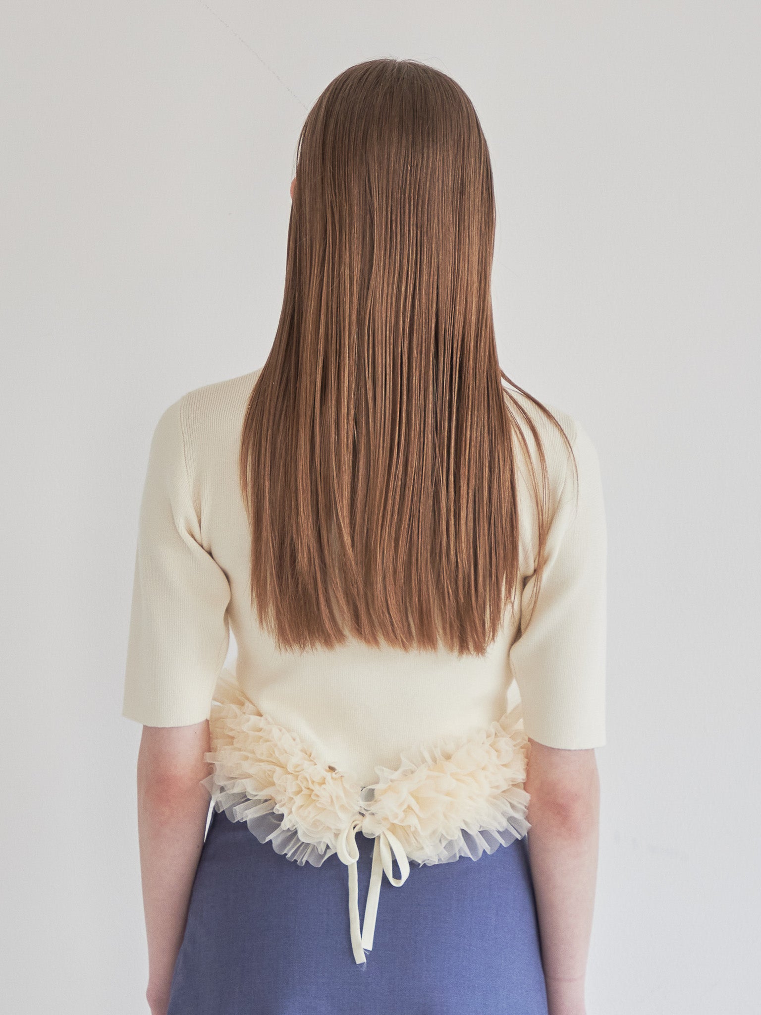 Hem tulle rib knit イエロー size:M model:174cm LERA