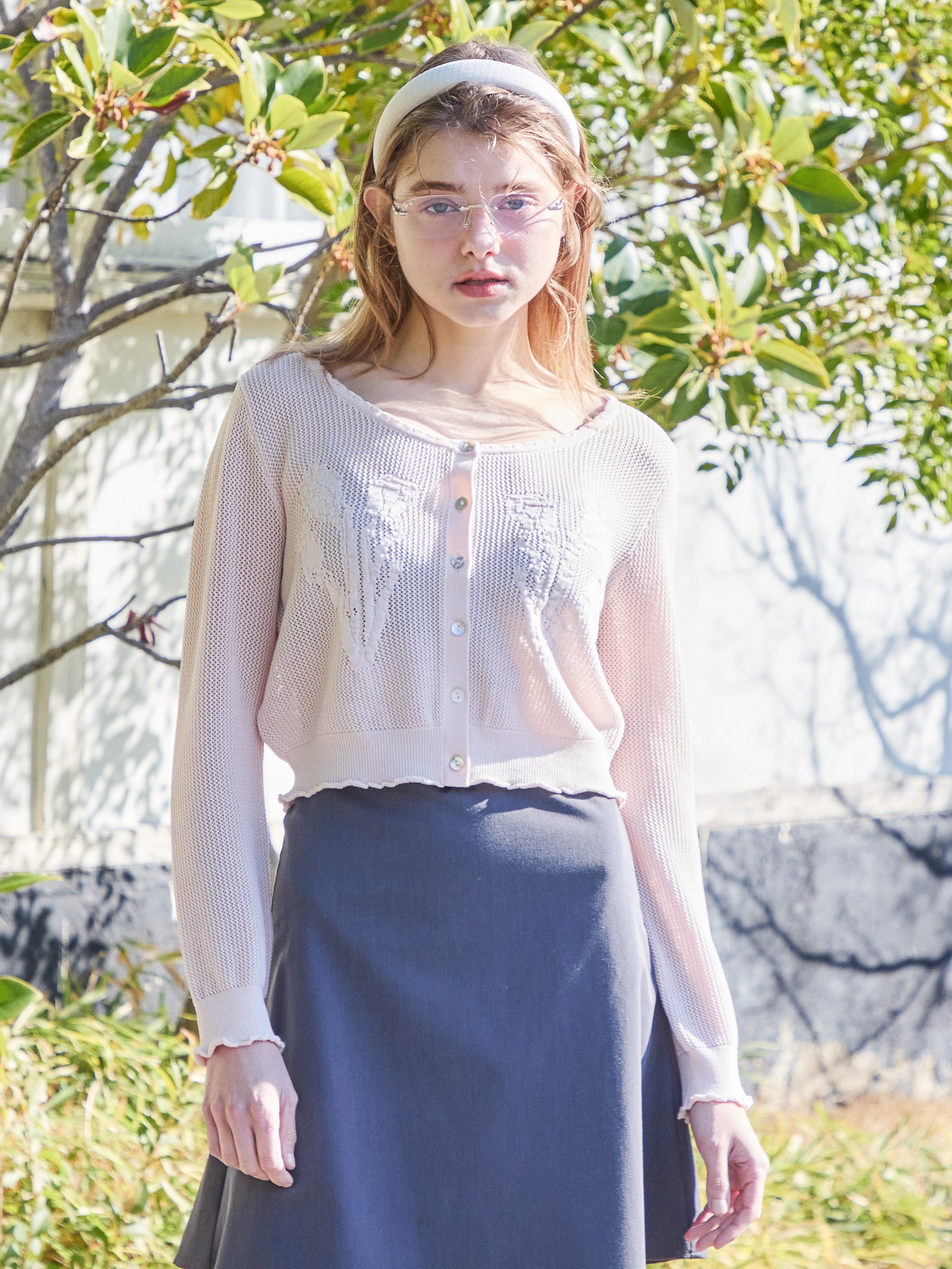 Tulip crochet cardigan ピンク size:M model:174cm KATERYNA