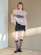 Rose tulle off shoulder blouse ピンク size:M model:174cm KATERYNA