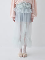 Frill tulle skirt & shorts set ミント size:M model:173cm ALINA