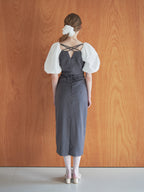 embroidered scarf dress グレー size:M model:174cm LERA