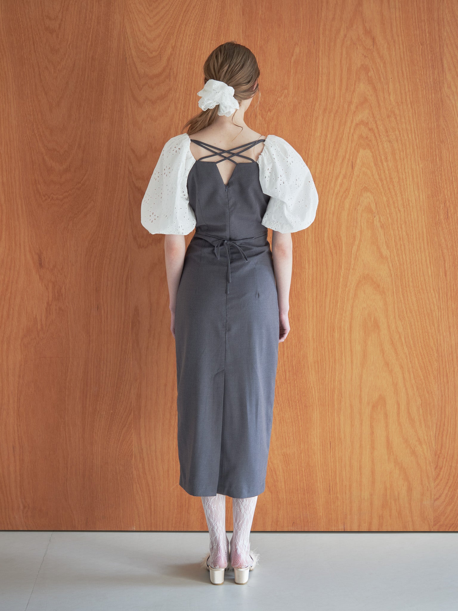 embroidered scarf dress グレー size:M model:174cm LERA