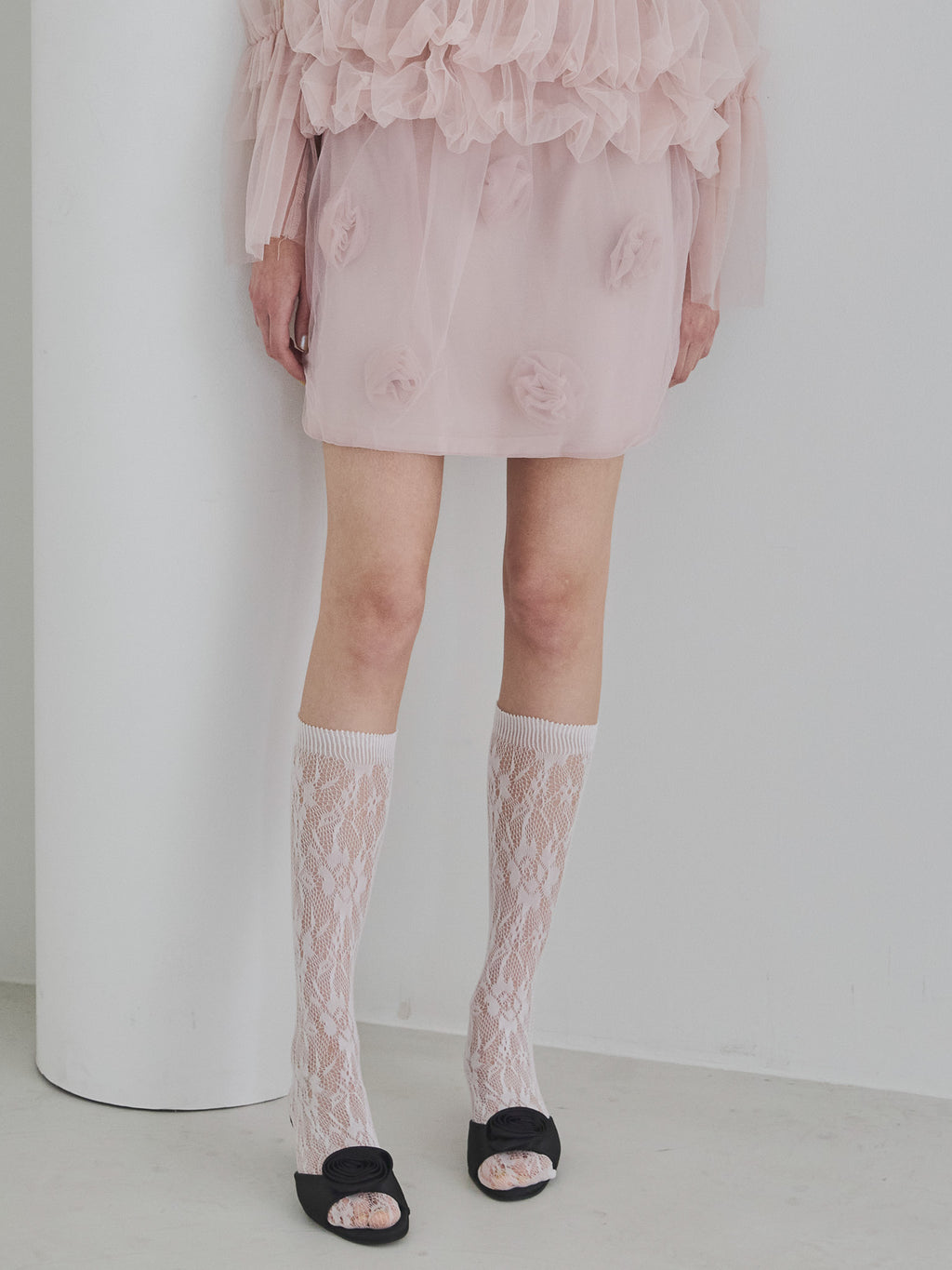 Rose tulle mini skirt ピンク size:M model:175cm MARTA