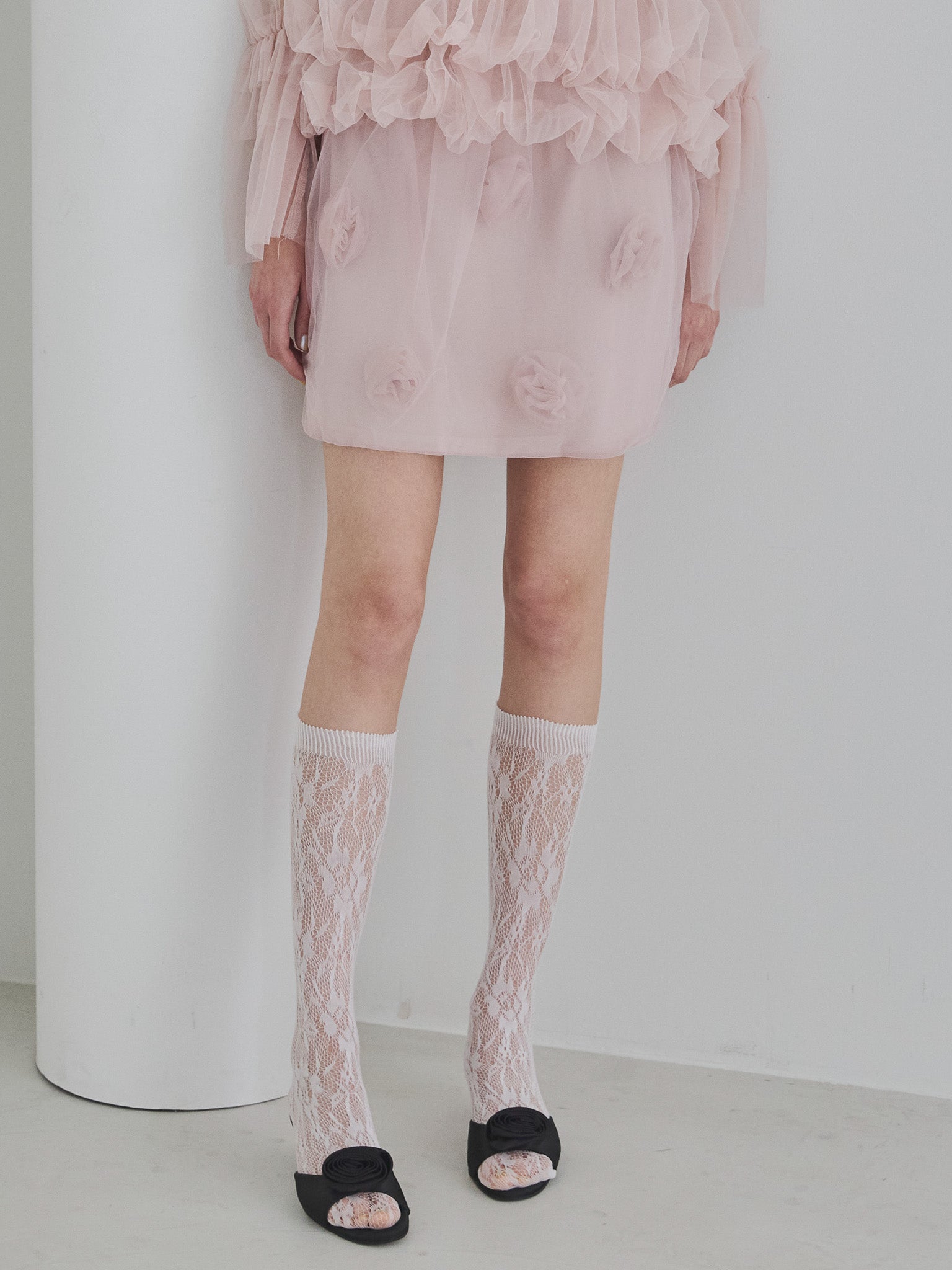 Rose tulle mini skirt ピンク size:M model:175cm MARTA