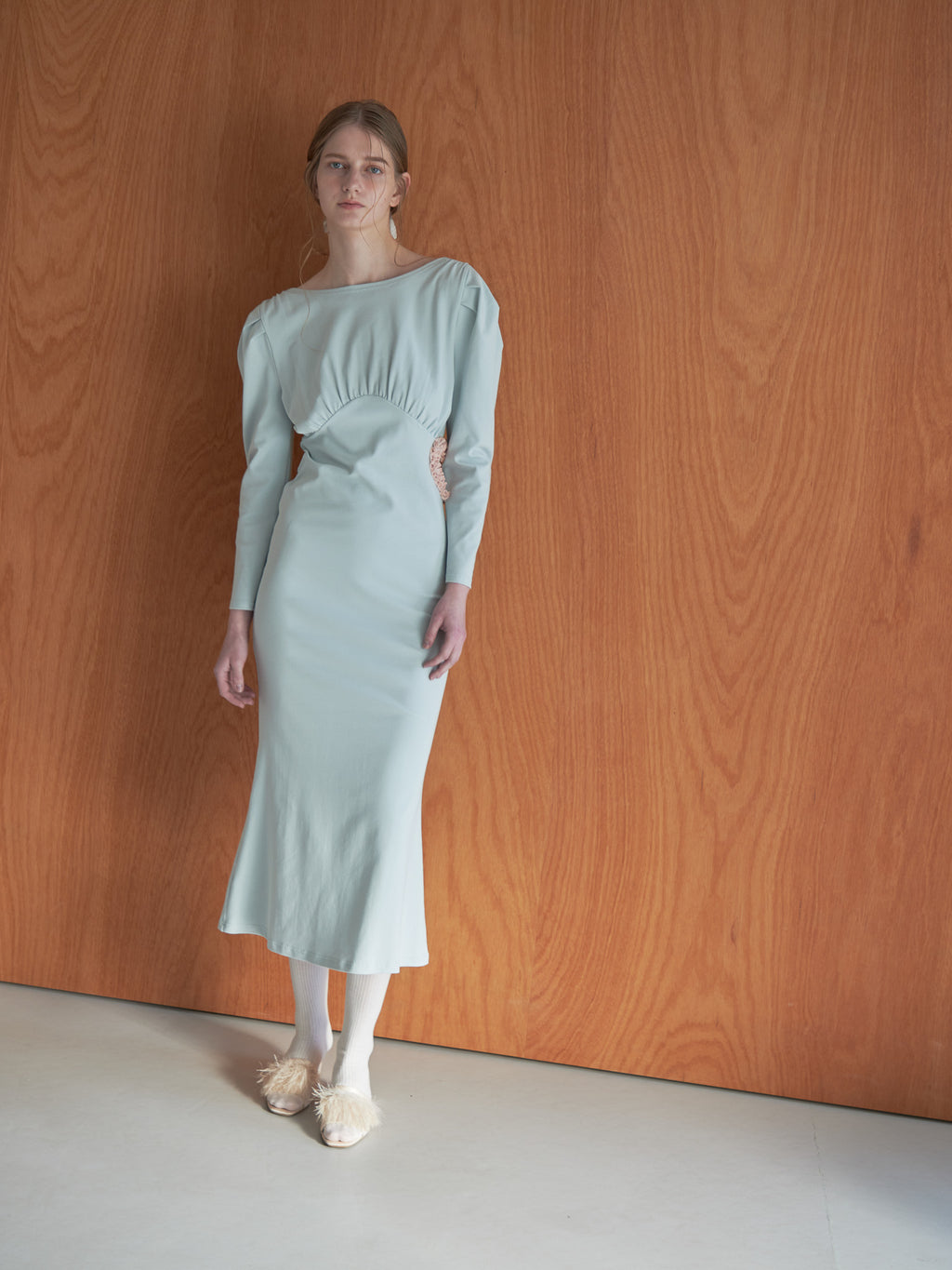 I miss you heart cut dress ミント