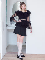 Rose tulle off shoulder blouse ブラック size:M model:174cm KATERYNA
