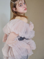Rose tulle off shoulder blouse ピンク size:M model:174cm KATERYNA