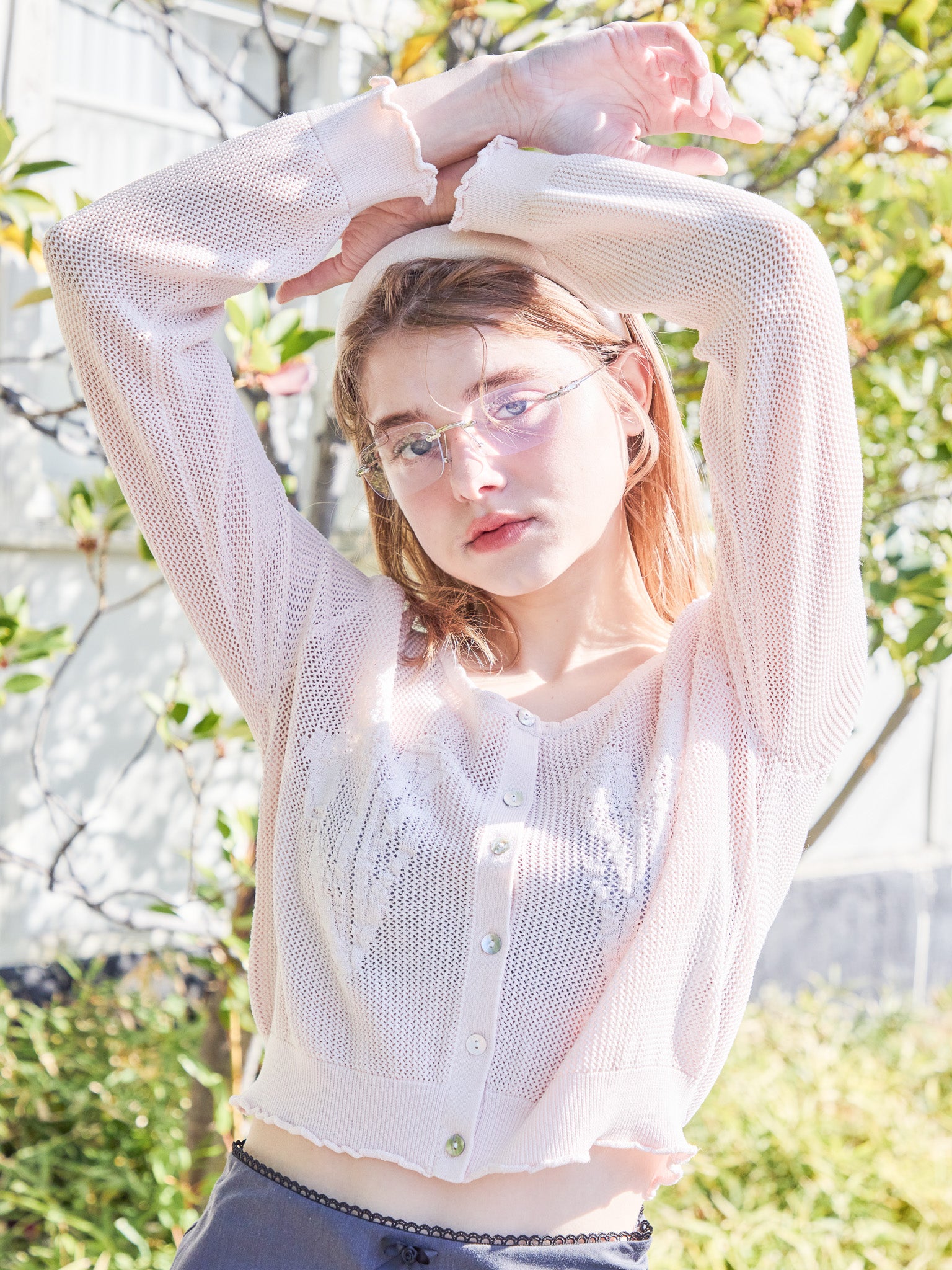 Tulip crochet cardigan ピンク size:M model:174cm KATERYNA
