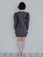 Volume sleeve mini dress グレー size:M model:161cm 富樫かなえ