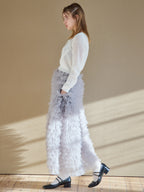 Tulle tiered volume skirt グレー size:M model:174cm KATERYNA