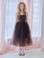 Volume tulle skirt tank dress ブラウン size:M model:173cm Olesia