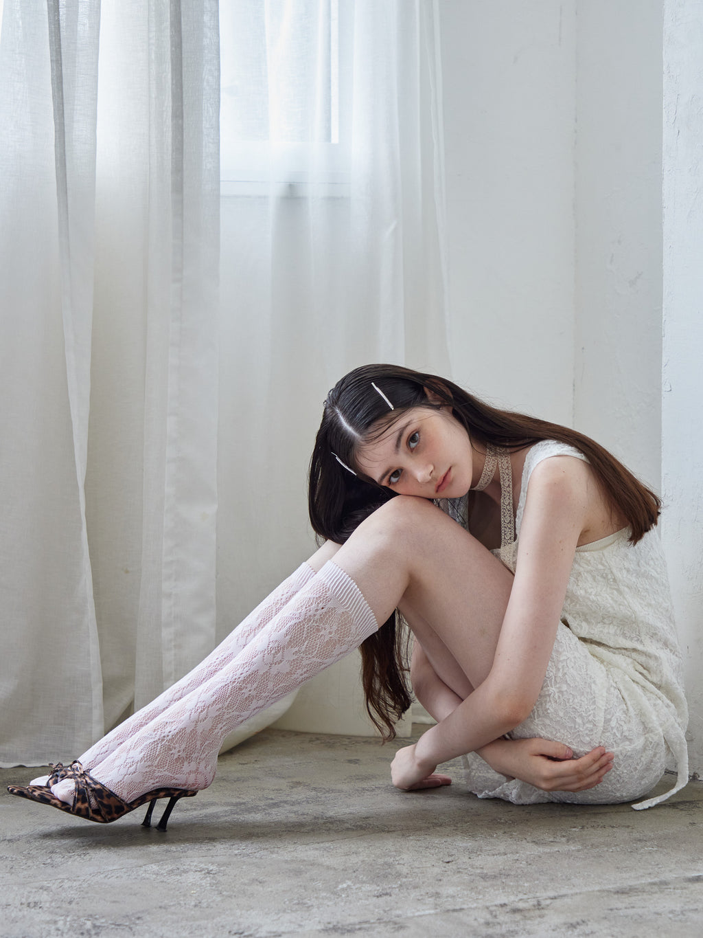 Low belt lace mini dress ホワイト size:M model:170cm ALICE