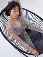 Rose sheer blouse グレー size:M model:161cm 富樫かなえ