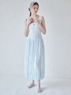 Low switching rose lace dress サックス size:M model:170cm ALICE