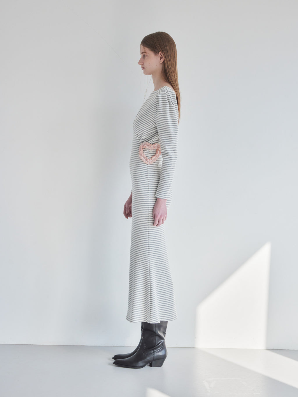 I miss you heart cut dress グレー
