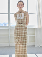 Ribbon waist dress チェック size:M model:171cm ANIUTA