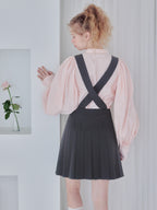 Rose pleated apron dress グレー size:M model:173cm Olesia