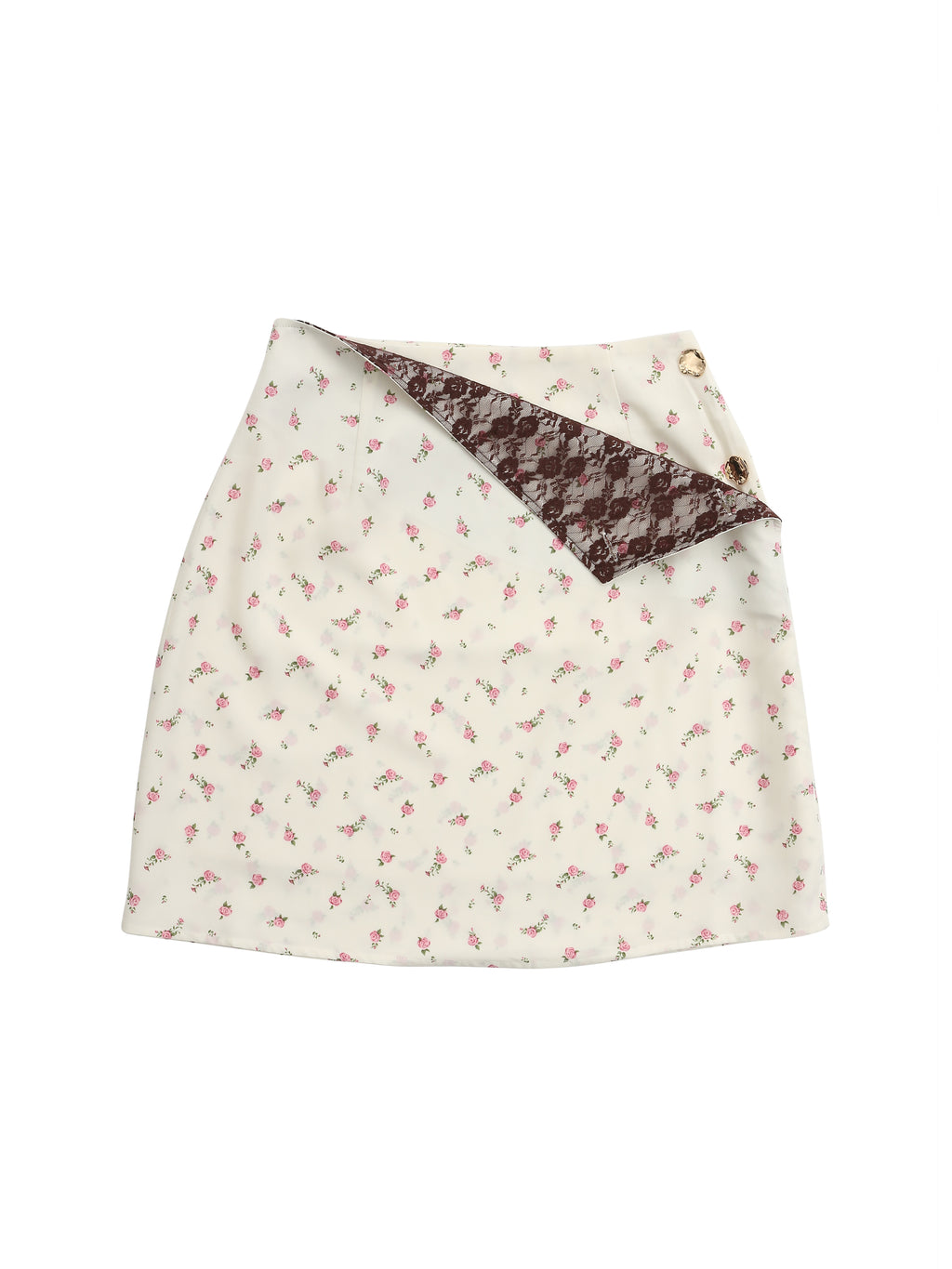 Lace lined mini skirt ホワイト