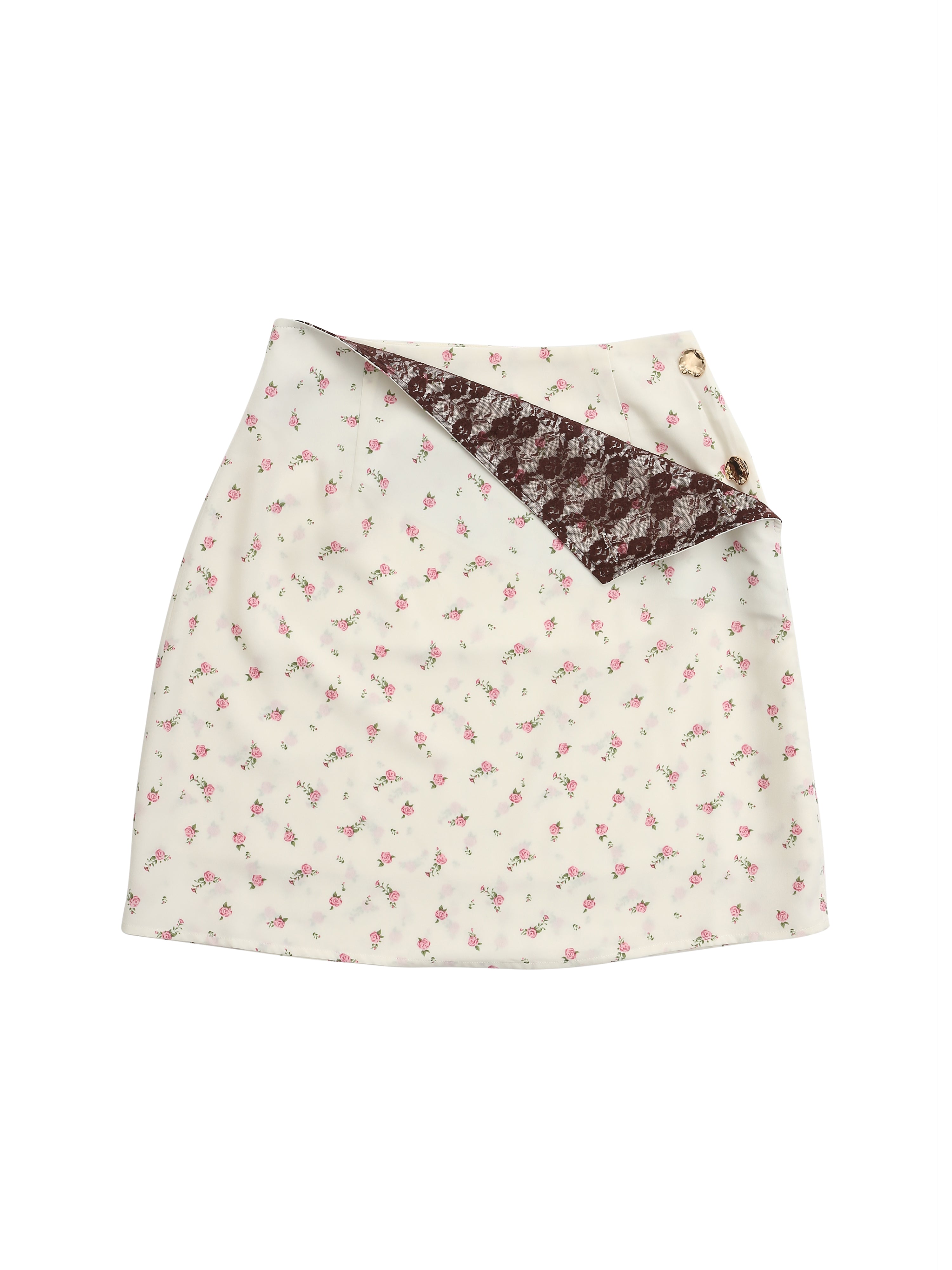 Lace lined mini skirt ホワイト