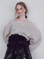 Many rose embroidery cardigan モカ size:M model:173cm ALINA