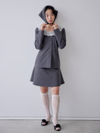 Hem flare mini skirt グレー size:M model:161cm 富樫かなえ