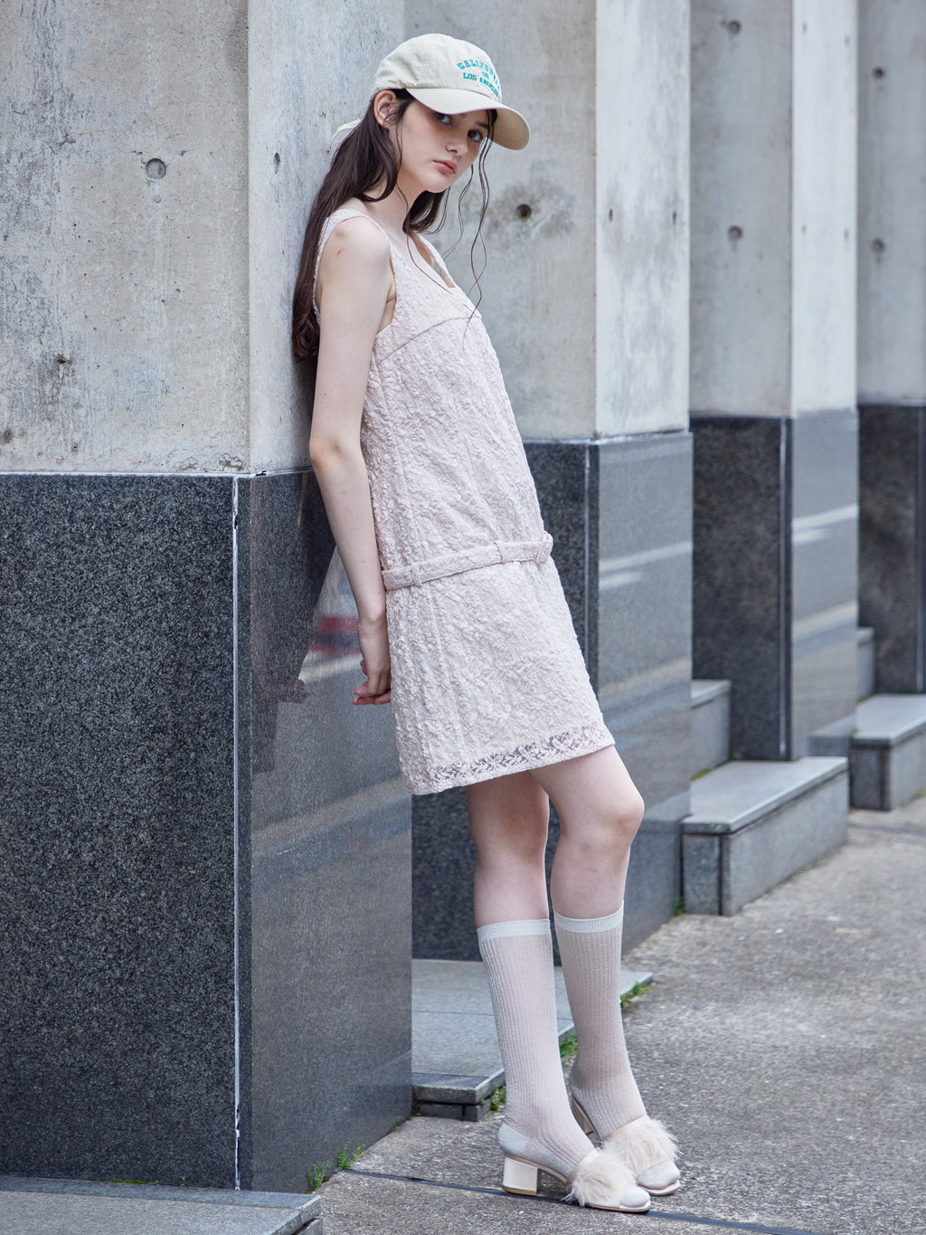 Low belt lace mini dress ピンク size:M model:170cm ALICE