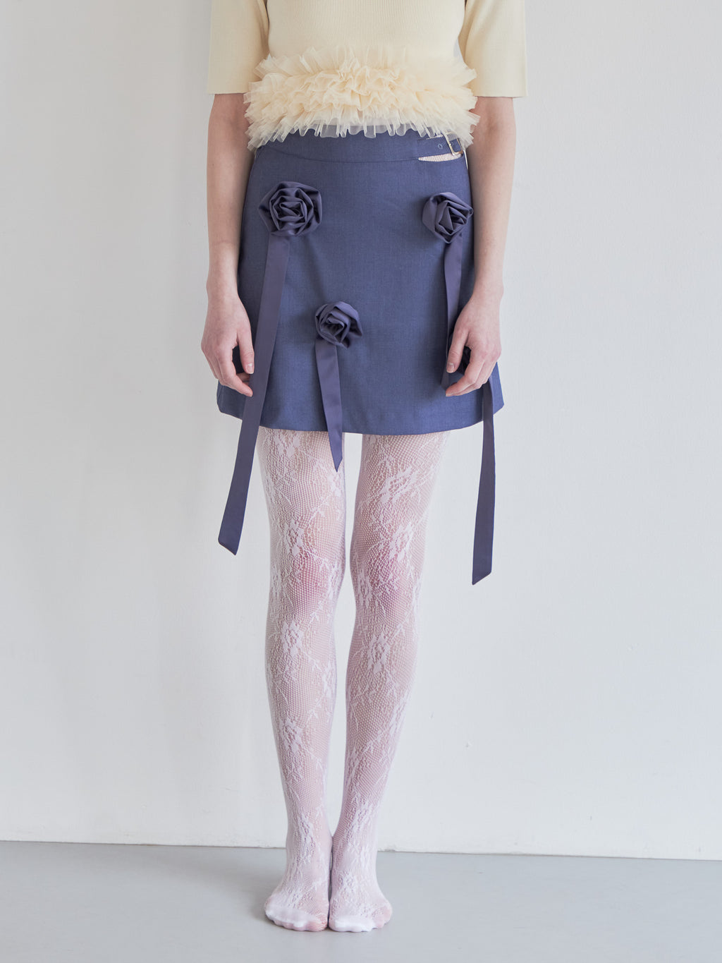 Rose mini skirt ブルー size:M model:174cm LERA
