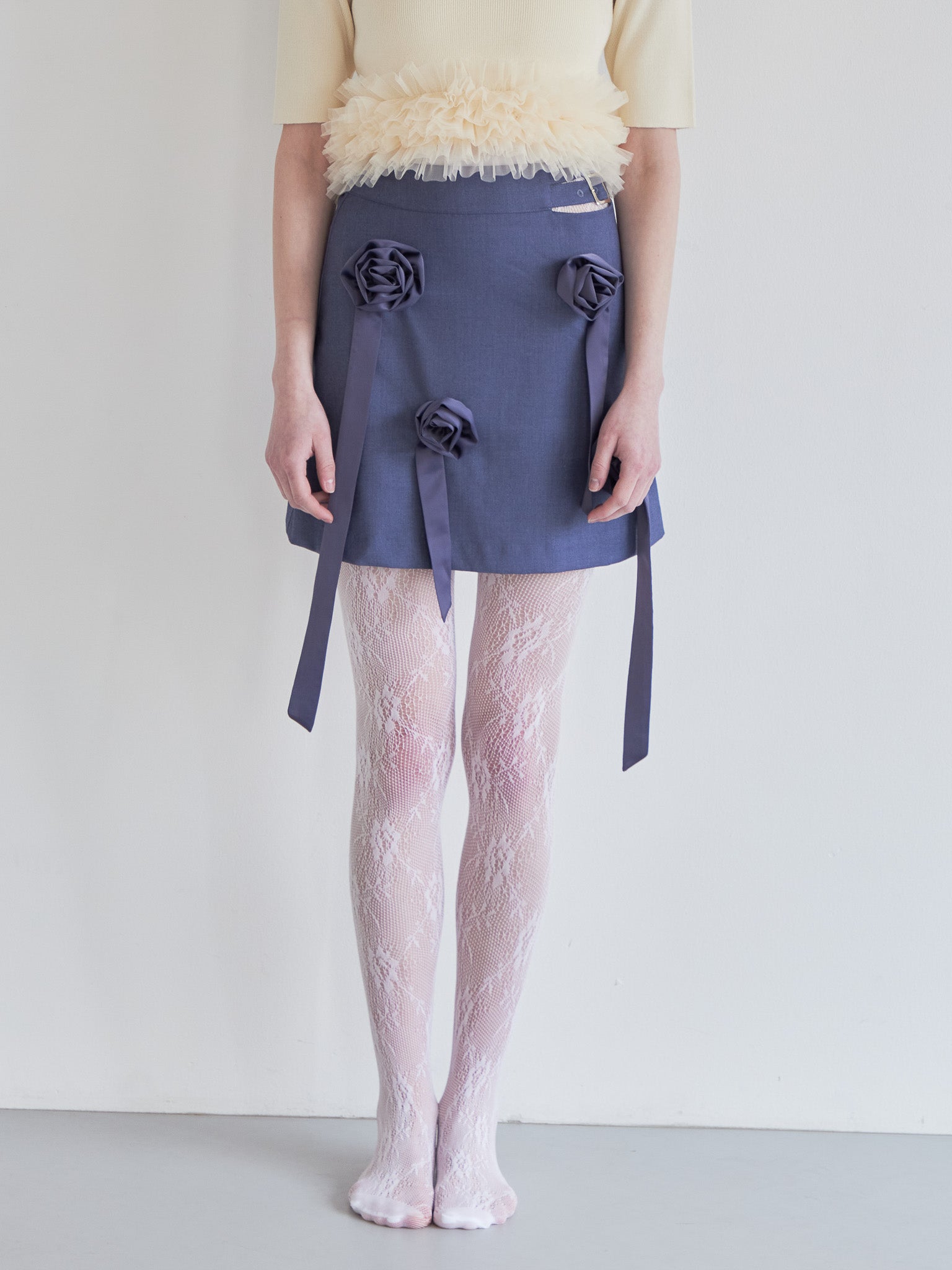 Rose mini skirt ブルー size:M model:174cm LERA