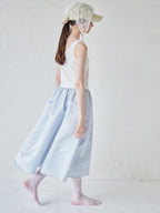 Rose satin docking rib dress ブルー size:M model:170cm ALICE