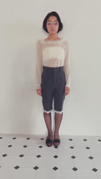 Fur trimmed sheer top