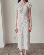 Back open print cut dress