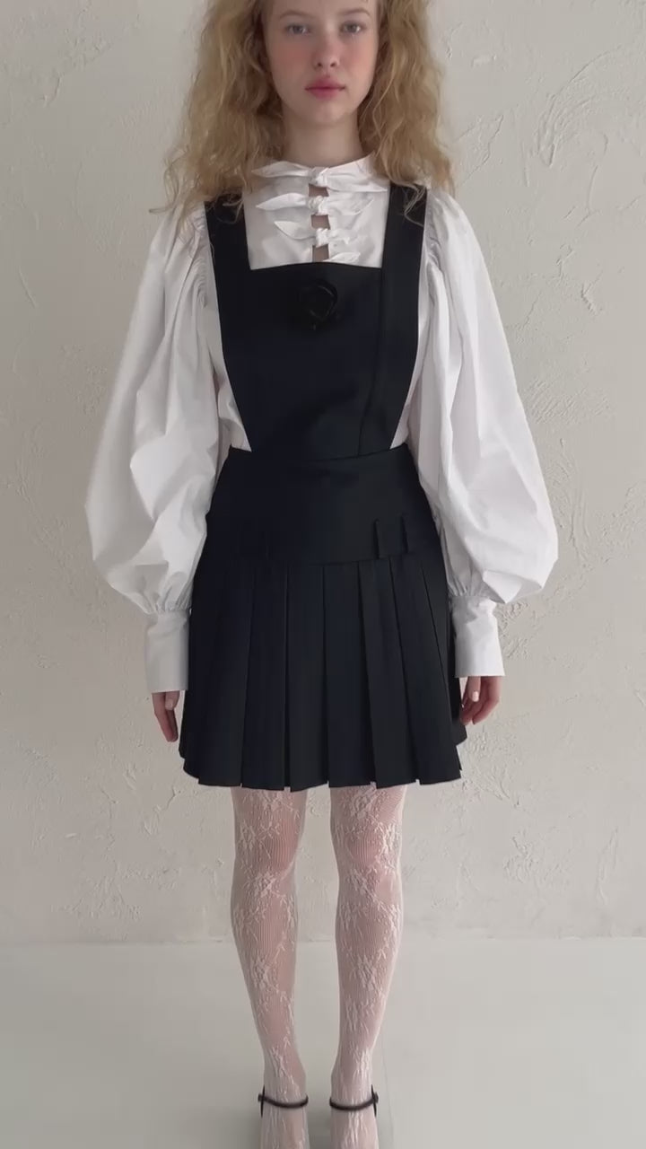 Rose pleated apron dress