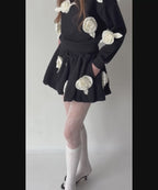 Many rose sweat balloon skirt