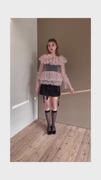 Rose tulle off shoulder blouse