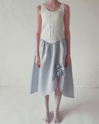 Rose satin docking rib dress