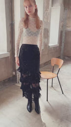Shiny lace tiered skirt