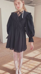 French letter collar wrap mini dress