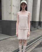 Low belt lace mini dress