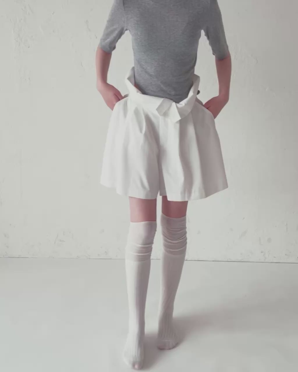 High waist volume short pants
