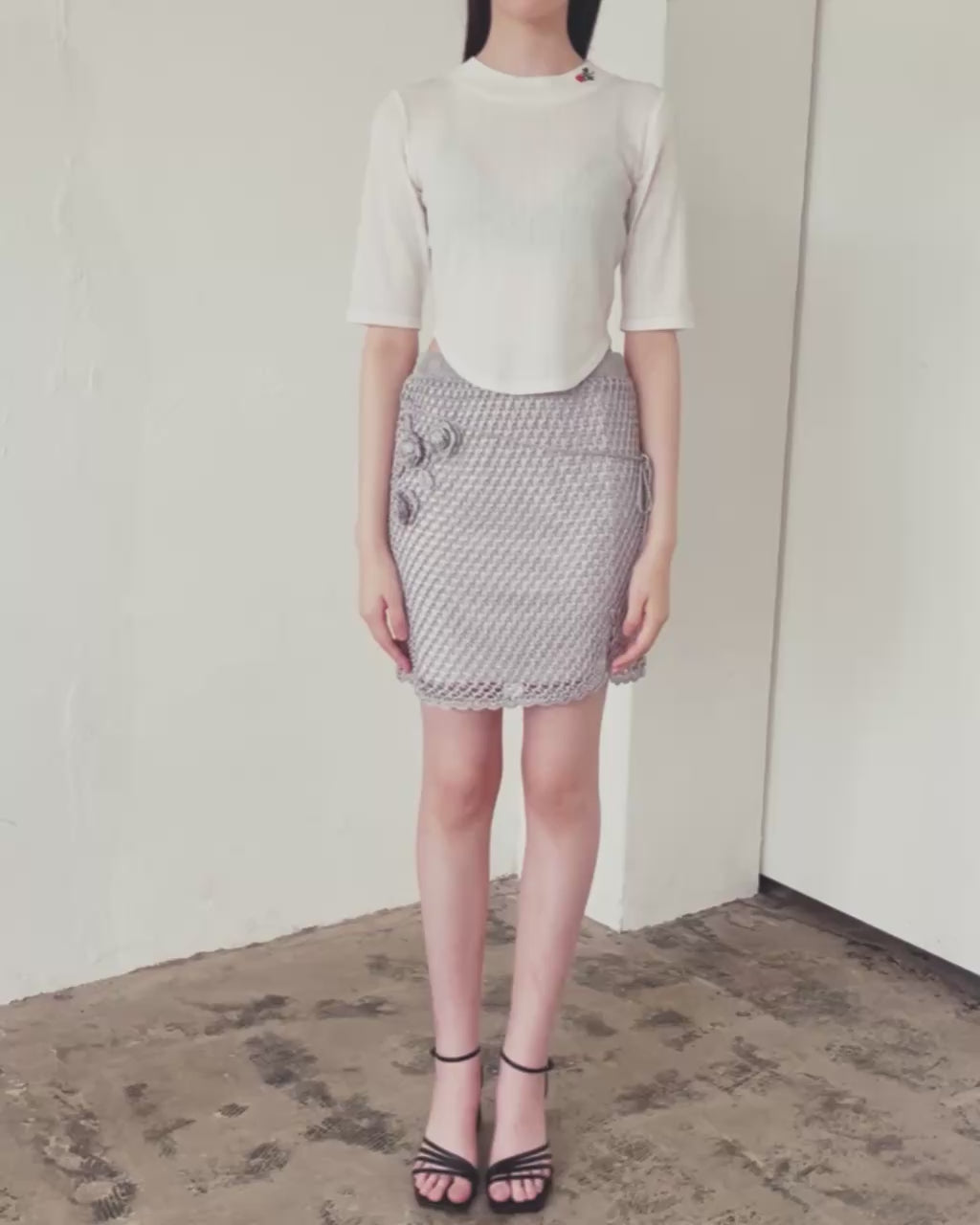 Rose crochet mini skirt