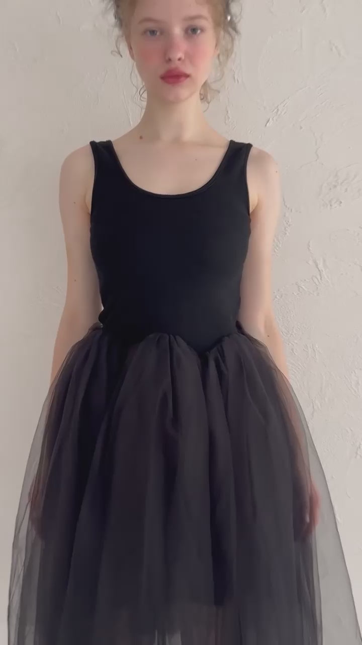 Volume tulle skirt tank dress