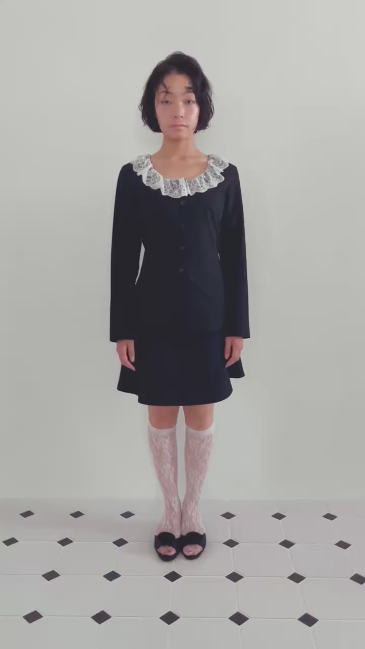 Lace trimmed tailored blouse