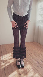 Frill tulle print pants